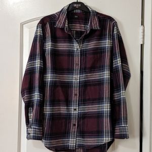 Uniqlo cotton plaid long sleeve shirt M